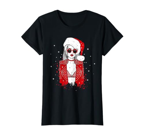 Cooles Weihnachtsfrau Weihnachtsmütze Damen Weihnachts T-Shirt Cooles Weihnachtsfrau Weihnachtsmütze Damen Weihnachts T-Shirt von Lustige Weihnachten Weihnachtsmann Designs