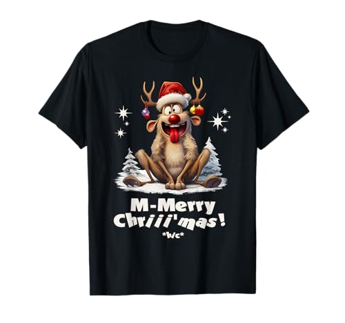 Frohe Weihnachten Lustiges Rentier Betrunkenes Damen Herren T-Shirt Frohe Weihnachten Lustiges Rentier Betrunkenes Damen Herren T-Shirt von Lustige Weihnachten – Xmas Fun Design Geschenkidee