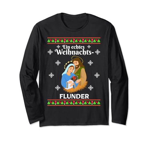 Flunder Fisch Weihnachtswunder Herren Angeln Ostsee Nordsee Langarmshirt Flunder Fisch Weihnachtswunder Herren Angeln Ostsee Nordsee Langarmshirt von Lustige Weihnachten funny ugly christmas sweater