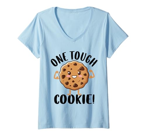 Damen One Tough Cookie T-Shirt mit V-Ausschnitt Damen One Tough Cookie T-Shirt mit V-Ausschnitt von Lustige Weihnachts- und Weihnachtsgeschenke