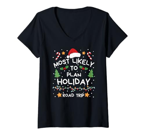 Damen Most Likely to Call Santa Bruh Christmas Family Matching T-Shirt mit V-Ausschnitt Damen Most Likely to Call Santa Bruh Christmas Family Matching T-Shirt mit V-Ausschnitt von Lustige Weihnachtsfamilie Passende Urlaubskleidung