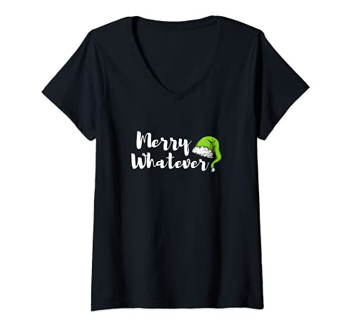 Damen Merry Whatever - Lustiges Weihnachten T-Shirt mit V-Ausschnitt Damen Merry Whatever - Lustiges Weihnachten T-Shirt mit V-Ausschnitt von Lustige Weihnachtsgeschenke für Männer