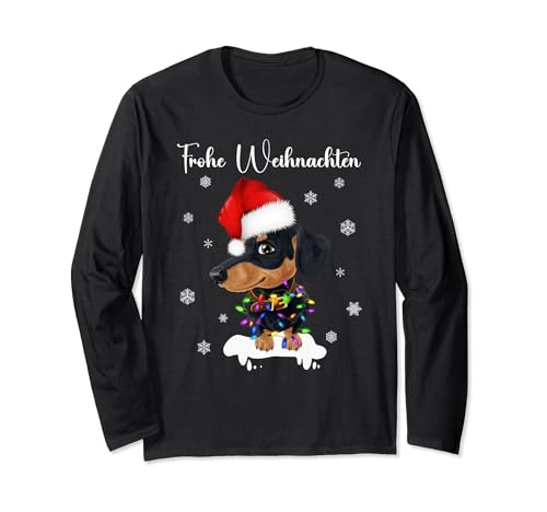 Weihnachtsoutfit Damen Herren Weihnachsmütze Hund Dackel Langarmshirt von Lustige Weihnachtsgeschenke & Weihnachtspullover