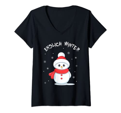 Damen Endlich Winter Schneemann T-Shirt mit V-Ausschnitt Damen Endlich Winter Schneemann T-Shirt mit V-Ausschnitt von Lustige Weihnachtsoutfit und Geschenkidee