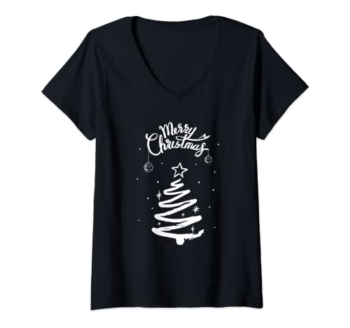 Damen Frohe Weihnachten T-Shirt mit V-Ausschnitt Damen Frohe Weihnachten T-Shirt mit V-Ausschnitt von Lustige Weihnachtsoutfit und Geschenkidee