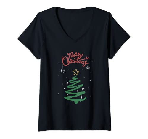 Damen Frohe Weihnachten T-Shirt mit V-Ausschnitt Damen Frohe Weihnachten T-Shirt mit V-Ausschnitt von Lustige Weihnachtsoutfit und Geschenkidee
