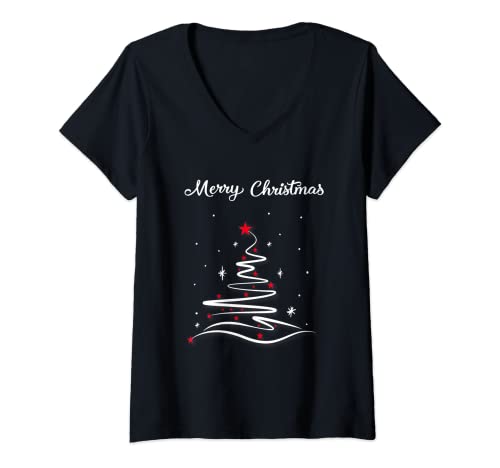 Damen Merry Christmas Weihnachten T-Shirt mit V-Ausschnitt Damen Merry Christmas Weihnachten T-Shirt mit V-Ausschnitt von Lustige Weihnachtsoutfit und Geschenkidee
