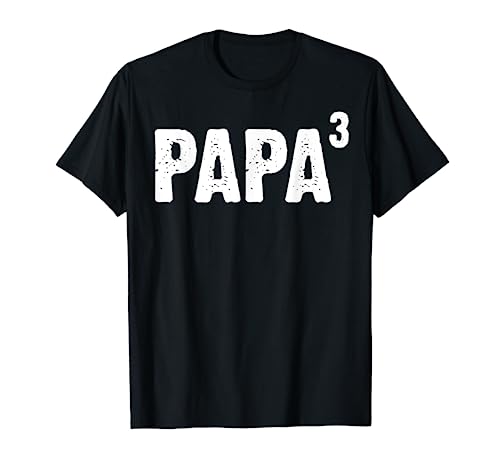 Papa hoch drei Geschenk Ankündigung 3. Kind werdender Vater T-Shirt von Lustige Werdende Papa Geschenke