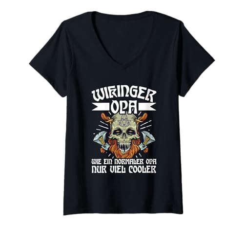 Damen Wikinger Opa Wie EIN Normaler Opa Nur Cooler Opi Spruch T-Shirt mit V-Ausschnitt Damen Wikinger Opa Wie EIN Normaler Opa Nur Cooler Opi Spruch T-Shirt mit V-Ausschnitt von Lustige Wikinger Sprüche
