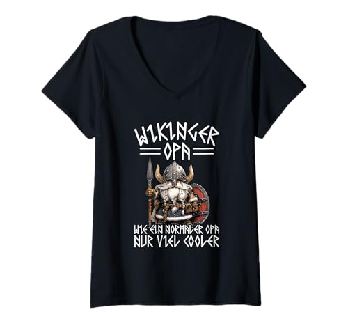 Damen Wikinger Opa Wie EIN Normaler Opa Nur Viel Cooler T-Shirt mit V-Ausschnitt von Lustige Wikinger Sprüche