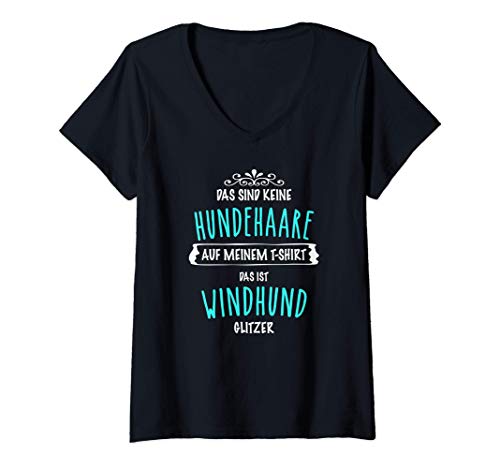 Damen Das Sind Keine Hundehaare Das Ist Windhund Glitzer T-Shirt mit V-Ausschnitt Damen Das Sind Keine Hundehaare Das Ist Windhund Glitzer T-Shirt mit V-Ausschnitt von Lustige Windhund Geschenke Für Hunde Mamis