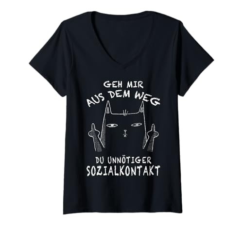 Damen Geh Mir Aus Dem Weg Du Unnötiger Sozialkontakt Katze T-Shirt mit V-Ausschnitt Damen Geh Mir Aus Dem Weg Du Unnötiger Sozialkontakt Katze T-Shirt mit V-Ausschnitt von Lustige Witzige Sprüche AJ Co.