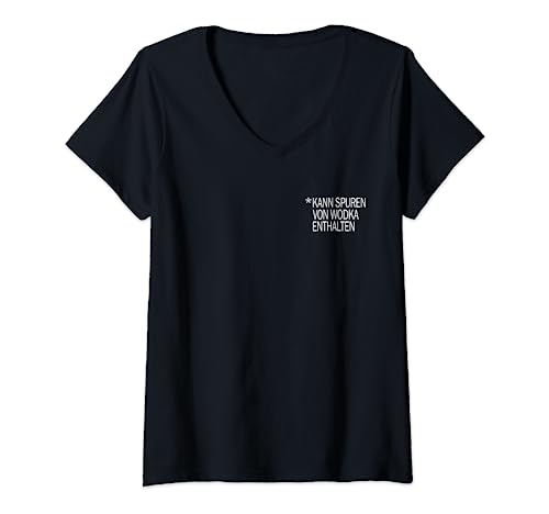 Damen Kann Spuren von Wodka enthalten T-Shirt mit V-Ausschnitt Damen Kann Spuren von Wodka enthalten T-Shirt mit V-Ausschnitt von Lustige Wodka T-Shirts