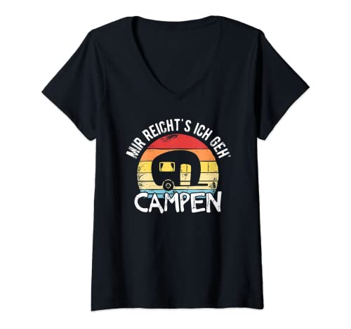 Damen Mir Reichts Ich Geh Campen Camping Wohnwagen Camper T-Shirt mit V-Ausschnitt von Lustige Wohnmobil Camping Sprüche