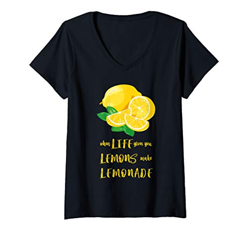 Damen Wenn das Leben Ihnen Zitronen gibt, machen Sie Limonade T-Shirt mit V-Ausschnitt Damen Wenn das Leben Ihnen Zitronen gibt, machen Sie Limonade T-Shirt mit V-Ausschnitt von Lustige Worte für Zitronenliebhaber Geschenk