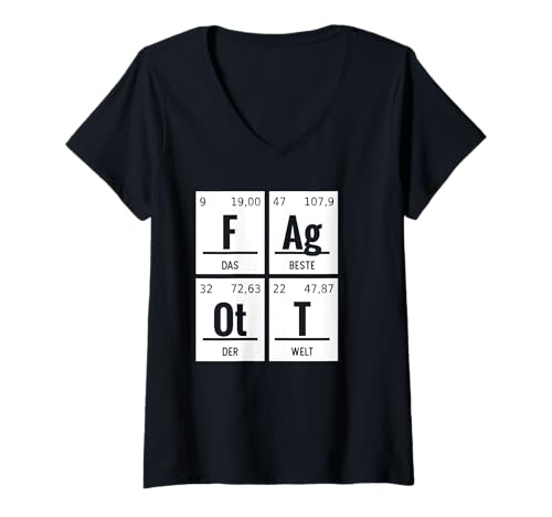 Damen Fagott das Beste der Welt Chemische Elemente Klassik Fagott T-Shirt mit V-Ausschnitt Damen Fagott das Beste der Welt Chemische Elemente Klassik Fagott T-Shirt mit V-Ausschnitt von Lustige Wortspiel Sprüche für Fagottisten