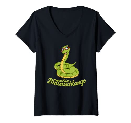 Damen Kleine Brillenschlange T-Shirt mit V-Ausschnitt Damen Kleine Brillenschlange T-Shirt mit V-Ausschnitt von Lustige Wortwitz Cartoon Designs
