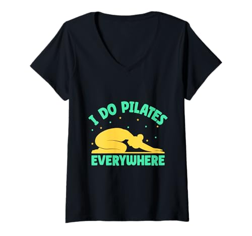 Damen Yoga I Do Pilates Everywhere Lustiges Yoga T-Shirt mit V-Ausschnitt Damen Yoga I Do Pilates Everywhere Lustiges Yoga T-Shirt mit V-Ausschnitt von Lustige Yoga Shirts Für Frauen Meditationszubehör