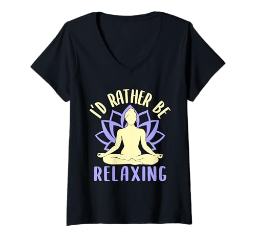 Damen Yoga Rather Be Relaxing Lustiges Yoga T-Shirt mit V-Ausschnitt Damen Yoga Rather Be Relaxing Lustiges Yoga T-Shirt mit V-Ausschnitt von Lustige Yoga Shirts Für Frauen Meditationszubehör