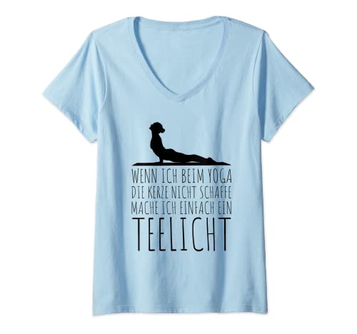 Damen YOGA KERZE TEELICHT Lustiger Spruch Sport Humor Figur Frauen T-Shirt mit V-Ausschnitt von Lustige Yoga Sprüche Geschenkideen Damen Fitness