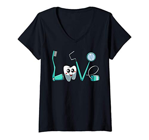 Damen Niedliches Dentist Zahnarzt Stomatologie Studenten Geschenk T-Shirt mit V-Ausschnitt Damen Niedliches Dentist Zahnarzt Stomatologie Studenten Geschenk T-Shirt mit V-Ausschnitt von Lustige Zahnarzt Zahnärztin Stomatologie Geschenke
