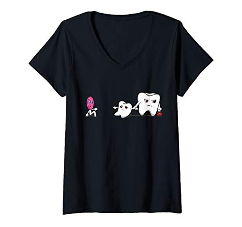 Damen Zahnarzt Zahnarzthelferin Zähne Lolli Zahn Zahntechniker T-Shirt mit V-Ausschnitt Damen Zahnarzt Zahnarzthelferin Zähne Lolli Zahn Zahntechniker T-Shirt mit V-Ausschnitt von Lustige Zahnmedizin Kleidung JK