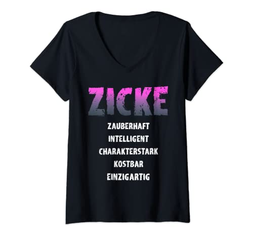 Damen Zauberhaft Intelligent Einzigartig Zicke Fun Outfit Lustiges T-Shirt mit V-Ausschnitt Damen Zauberhaft Intelligent Einzigartig Zicke Fun Outfit Lustiges T-Shirt mit V-Ausschnitt von Lustige Zicke Sprüche Damen Frauen Stur Deko Motiv