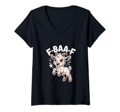 Damen F-BAA-F Lustige Ziege Wortspiel Bauernhof Meme Humor T-Shirt mit V-Ausschnitt Damen F-BAA-F Lustige Ziege Wortspiel Bauernhof Meme Humor T-Shirt mit V-Ausschnitt von Lustige Ziege Babyziege Wortspiel Bauernhof Humor