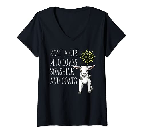 Damen Lustiges Mädchen mag Ziegen Bauernhof Tier T-Shirt mit V-Ausschnitt Damen Lustiges Mädchen mag Ziegen Bauernhof Tier T-Shirt mit V-Ausschnitt von Lustige Ziege Bauernhof Tier Zitate