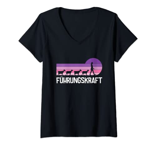 Damen Führungskraft Landwirt Bauer Ziege Spruch T-Shirt mit V-Ausschnitt Damen Führungskraft Landwirt Bauer Ziege Spruch T-Shirt mit V-Ausschnitt von Lustige Ziegen Sprüche Für Frauen