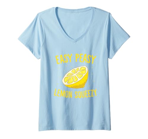 Damen Easy Peasy Lemon Squeezy Lustige Zitronen T-Shirt mit V-Ausschnitt Damen Easy Peasy Lemon Squeezy Lustige Zitronen T-Shirt mit V-Ausschnitt von Lustige Zitronen Geschenke