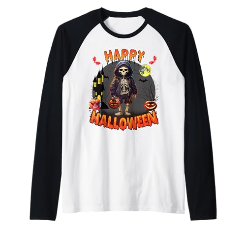 Lustiges Halloween Skelett Kostüm Kinder & Herren gruseliges Raglan Lustiges Halloween Skelett Kostüm Kinder & Herren gruseliges Raglan von Lustige Zombie Skelett Verkleidung Jungen & Damen