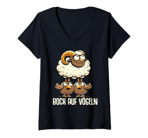 Damen Bock auf Vögeln Lustiger Zweideutiger Party Spruch T-Shirt mit V-Ausschnitt Damen Bock auf Vögeln Lustiger Zweideutiger Party Spruch T-Shirt mit V-Ausschnitt von Lustige Zweideutige Sprüche für Partygänger Fans