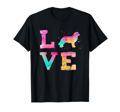 Bunte Aquarellfarbe Neufundland Dog Love-r T-Shirt von Lustige bunte Neufundland-Hundemutter