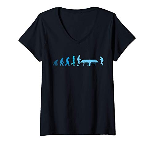 Damen Evolution Tischtennis | Ping Pong | Tischtennisspieler cool T-Shirt mit V-Ausschnitt von Lustige coole Evolution Tischtennis Spieler