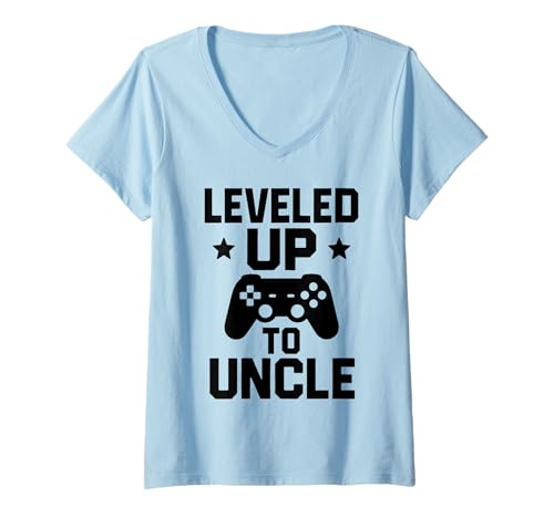 Damen Leveled Up to Uncle T-Shirt mit V-Ausschnitt von Lustige coole Onkel Geschenke für Männer