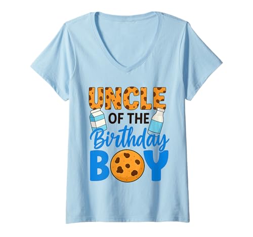Damen Uncle of The Birthday Boy T-Shirt mit V-Ausschnitt von Lustige coole Onkel Geschenke für Männer