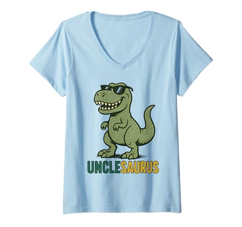 Damen Unclesaurus T-Shirt mit V-Ausschnitt von Lustige coole Onkel Geschenke für Männer