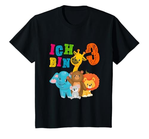 Drei Jahre alt Zoo Tiere Jungs & Mädchen Geschenk Ich Bin 3 T-Shirt von Lustige dreijährige Geburtstag Geschenk Outfits