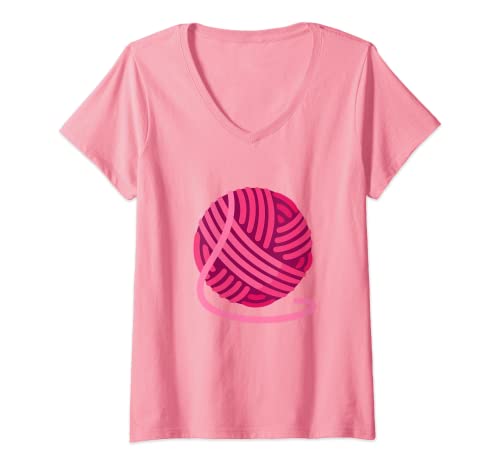 Damen Wollknäuel Kostüm T-Shirt mit V-Ausschnitt Damen Wollknäuel Kostüm T-Shirt mit V-Ausschnitt von Lustige einfache faule Last-Minute-Kostüme