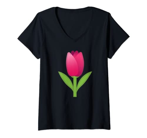 Lustige einfache faule Last-Minute-Kostüme Damen Tulpen V-Ausschnitt T-Shirt Schwarz S EU 16-39.0 Tulpenmuster Klassisch Alle Ages Unisex-Jugendliche und Erwachsene Frauen Kinder Jugendliche Familien von Lustige einfache faule Last-Minute-Kostüme