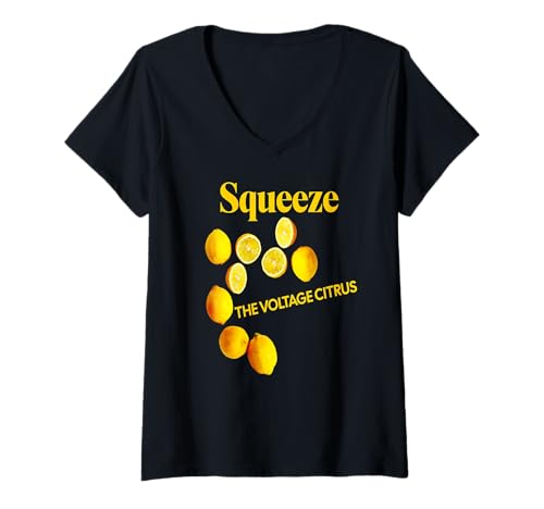 Damen Squeeze Zitruswitziger Energiehumor T-Shirt mit V-Ausschnitt Damen Squeeze Zitruswitziger Energiehumor T-Shirt mit V-Ausschnitt von Lustige elektrische Zitrusfruchtphrase
