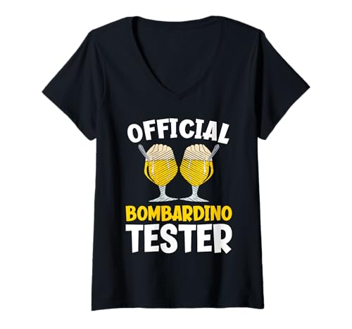 Damen Offizieller Bombardino-Tester T-Shirt mit V-Ausschnitt Damen Offizieller Bombardino-Tester T-Shirt mit V-Ausschnitt von Funny Italian Dolomites Skiing Designs
