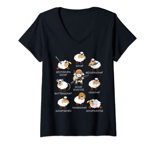 Damen Lustige Schaf unschaf witzige Schafschütze Wortspiel Kinder T-Shirt mit V-Ausschnitt Damen Lustige Schaf unschaf witzige Schafschütze Wortspiel Kinder T-Shirt mit V-Ausschnitt von Lustige schaf unschaf co