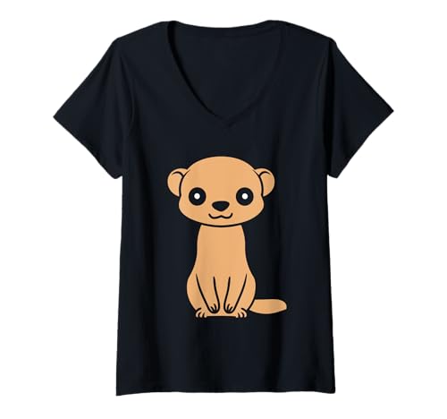 Damen Kleine Tiere Wiesel Witzige minimalistische einfache Wiesel T-Shirt mit V-Ausschnitt Damen Kleine Tiere Wiesel Witzige minimalistische einfache Wiesel T-Shirt mit V-Ausschnitt von Lustige süße Tiere Wiesel einfach Wiesel