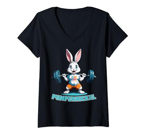 Damen Pumpernickel Fitness Gym Workout Hase T-Shirt mit V-Ausschnitt Damen Pumpernickel Fitness Gym Workout Hase T-Shirt mit V-Ausschnitt von Lustige süße Tiere & Hobby Shirts