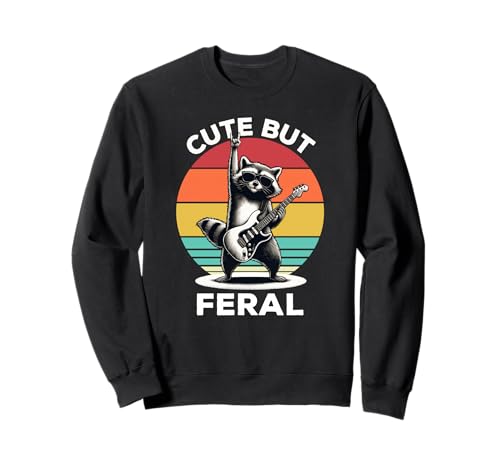 Süße, Aber Wilde Waschbär Retro Gitarre Kinder Sweatshirt Süße, Aber Wilde Waschbär Retro Gitarre Kinder Sweatshirt von Lustige süße wilde Waschbärkleidung