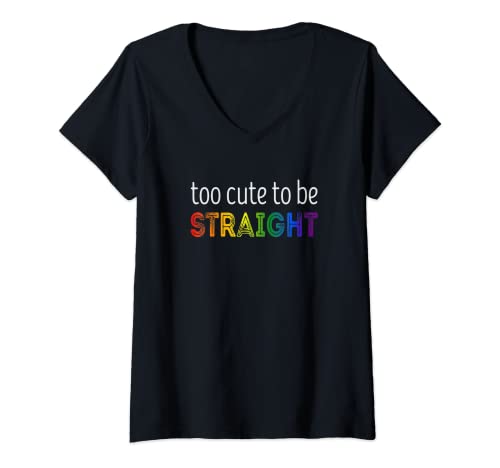 Damen Too cute to be straight T-Shirt mit V-Ausschnitt Damen Too cute to be straight T-Shirt mit V-Ausschnitt von Lustige und sarkastische Lgbtq-Sprüche