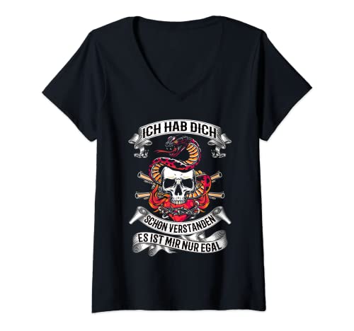 Damen Ich hab dich schon verstanden es ist mir nur egal Schlange T-Shirt mit V-Ausschnitt von Lustige und sarkastische T-Shirt Sprüche