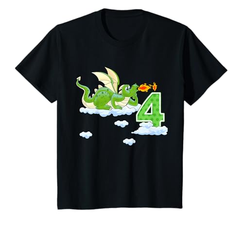4. Geburtstag Geschenk Drache Jungen Geburtstag 4 Jahre T-Shirt von Jungen Drachen Ritter Geschenk vierten Geburtstag